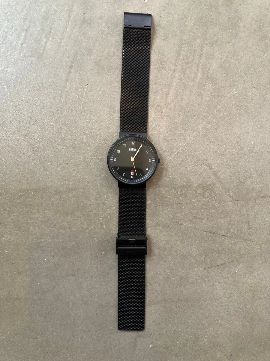 Braun Heren analoog kwartshorloge met roestvrijstalen armband BN0211SLBTG, zwart/zwart, armband : BRAUN