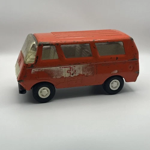 Vintage Tonka U.S.A Tiny Van Vintage Pressed Steel Toy Van -  Rare Orange Color