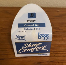 Leggs Sheer Comfort Control Top Enhanced Toe Ivory Size B Pantyhose NIB