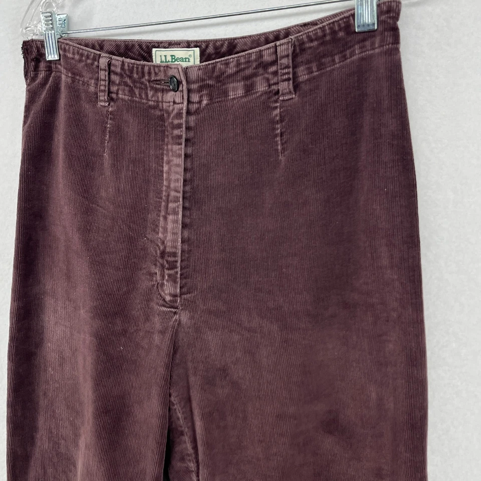 LL BEAN Pants Womens 12 M Tall Corduroy Straight High Rise Purple HK VTG - Image 4 of 4