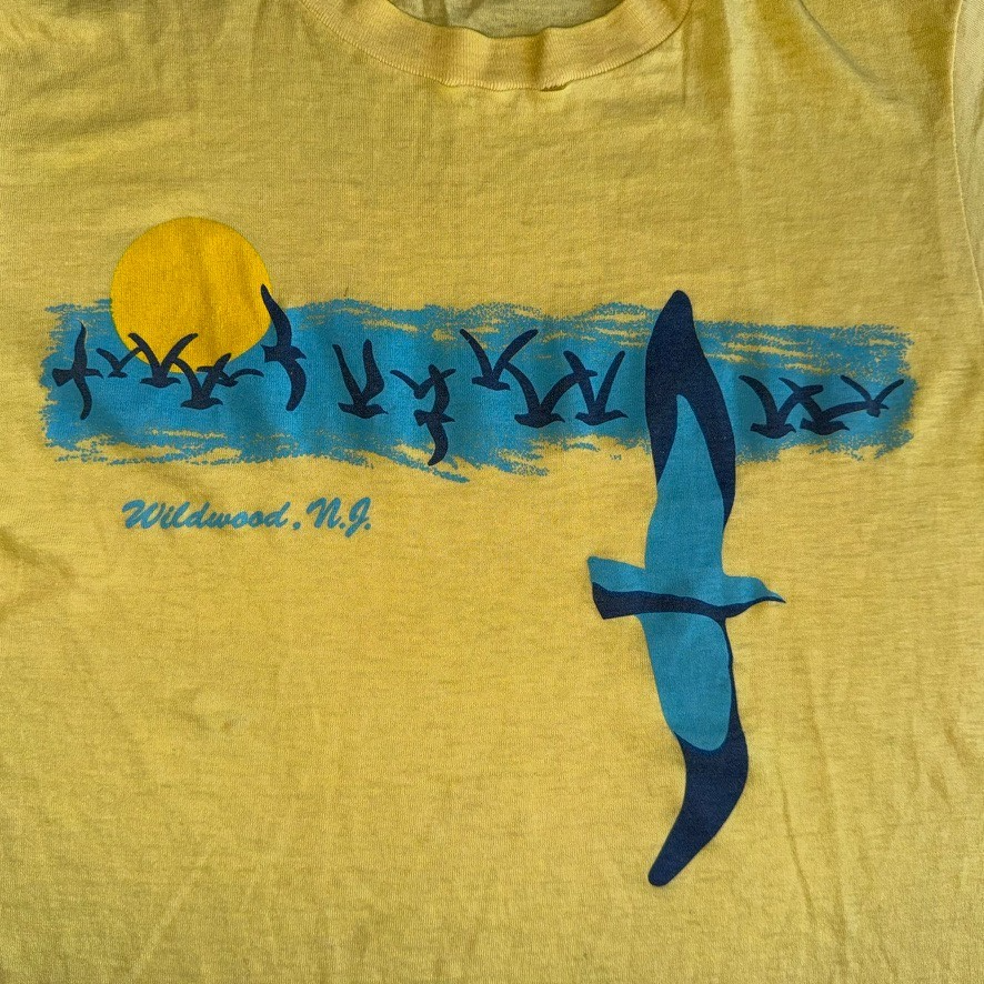 70s VINTAGE WILDWOOD NEW JERSEY SOUVENIR T-SHIRT SZ S JERSEY SHORE