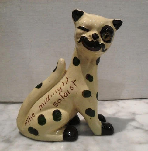 RARE WATCOMBE POTTERY TORQUAY CAT FIGURINE MIDNIGHT SOLOIST