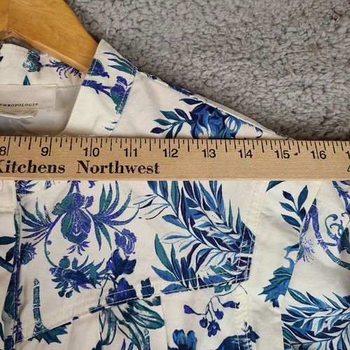 Anthropologie LUCIENNE Belted Long Sleeve Floral Jogger Jumpsuit Sz 6 White Blue - Picture 11 of 13