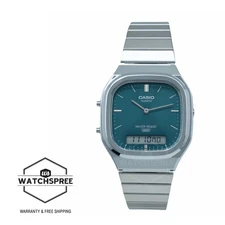 Casio Analog-Digital Vintage Style Dual Time S.Steel Band Watch AQ-240E-3A
