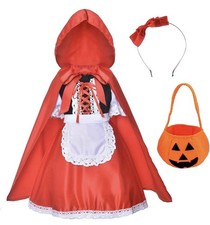 Little Red Riding Hood Dress Christmas Cosplay Costumes for Girls with Cloak,...