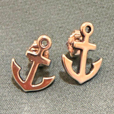 RETIRED J Avery 925 Sterling Silver Anchor Stud Earrings Butterfly Back Nautical