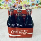 Vintage Mini Coca Cola Six-Pack Glass Bottles Metal Caps Collectible Keepsake