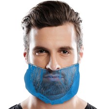 Blue Nylon Beard Covers Elastic Fit Food Service 100 Count 18 in