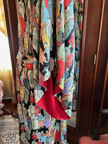 Natori Dynasty Kimono Robe-Designer Long Kimono Vintage Tassel Tie Red Lined L - Picture 17 of 20