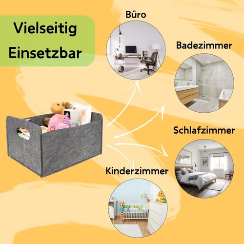 6x Aufbewahrungsbox faltbar Stoff Box Aufbewahrungskorb Filzkorb grau klein - Bild 3 von 7