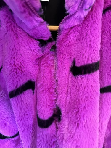Nike Faux FUR Jacket Coat Big Kids XL 16-18 Purple Black Over Swoosh (10) - Picture 9 of 23