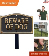 Rustproof Decorative 'Beware of Dog' Plaque with Easy Install Black Stake