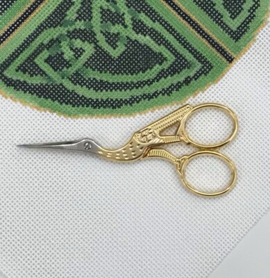 Bohin classic Stork 3 5/8'' Embroidery Scissors with gold handles made in France