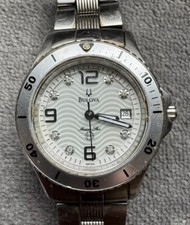 Bulova Watch Womens Silver Marine Star Star 100 See Crystal