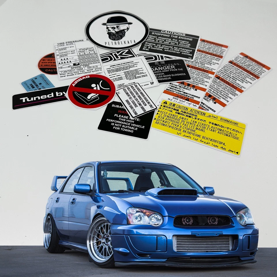 Subaru Impreza Wrx Sti Blobeye Car Restoration Warning Stickers Emblem Labels - Image 4 of 4