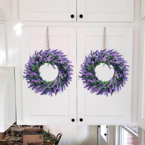 22" Lavender Wreath Spring Wreaths for Front Door Purple Flower Wreath with G... - Picture 5 of 7