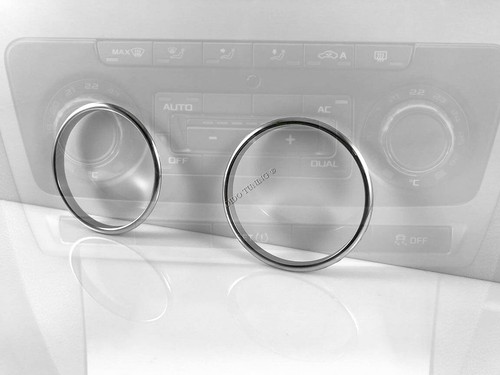 Fits Skoda Yeti 2009-2017 Aluminium Ringe für Lüftungsregler Heizungsregler x2 - Picture 4 of 6