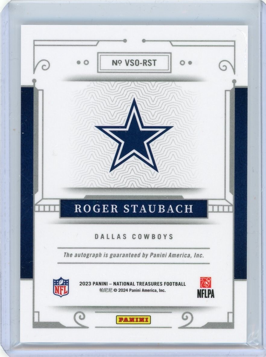 2023 Panini National Treasures Virtuoso Auto #VSO-RST Roger Staubach #03/25 view 2