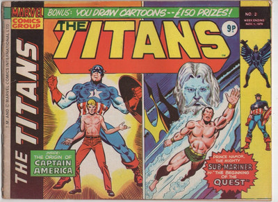 The Titans #2 (1975) Captain America and Submariner, UK Marvel Comics