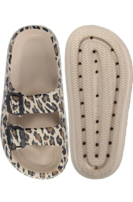 Weweya 11-11.5 Leopard Unisex Sandals Cloud Slippers Double Buckle Slides