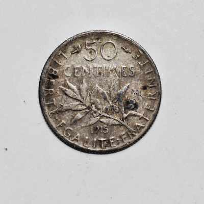 1915 France 50 Centimes Silver Coin - République Française#104 | eBay
