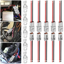 4pairs Assembled DTP 2 Pin Connector 12AWG Wire Waterproof Plug Harness Car Boat