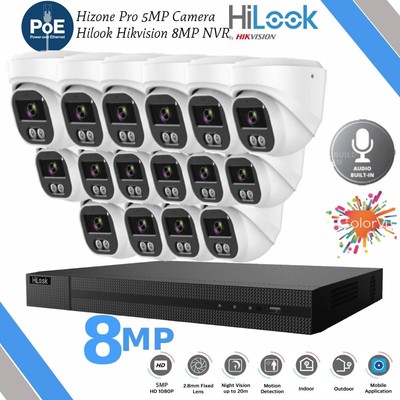 HIKVISION POE CCTV 8MP 4K NVR COLORVU IP IN/OUTDOOR AUDIO 5MP KAMERA SYSTEM KIT