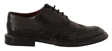 DOLCE & GABBANA Shoes Black Perforated Leather Lace Up Derby EU40 / US7 $1200