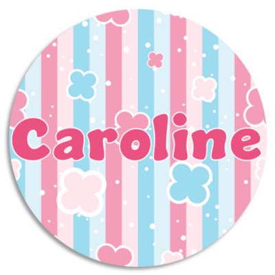 Caroline - 100 Pack Circle Stickers 3 Inch Name Tag Water Bottle School Supplies