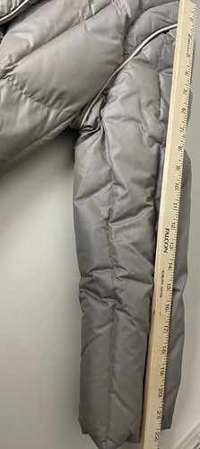 VTG Women (Sz 16-Actual Fit Small) Zip Button Down Puffer Quilted Coat Taupe EUC - Picture 9 of 11