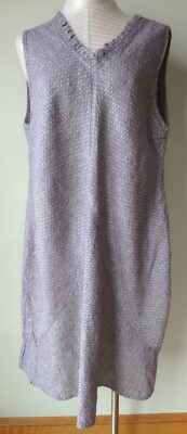  FLAX Designs  Linen Dress     M  & L   NWOT  Special Dress  Plum Fleur-de-Lis