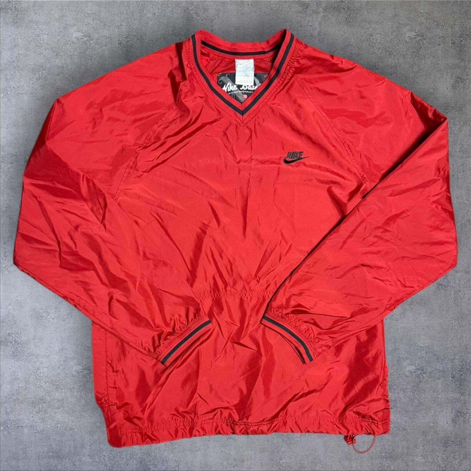 Y2K Nike red baseball windbreaker pullover baggy large essentials