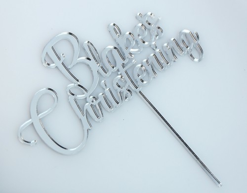 PERSONALISED CHRISTENING BAPTISM CAKE TOPPER MIRROR SILVER ACRYLIC - Picture 6 of 6