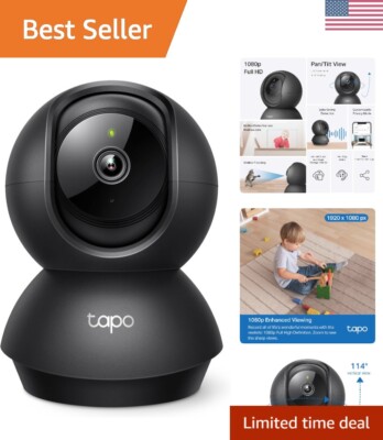 Pan/Tilt HD Camera with Instant Alerts for Pets & Children - No Subscription Fee