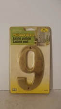 Hy-Ko Prestige House Number 9 Polished Brass Finish 5-In High BR-51PB/9