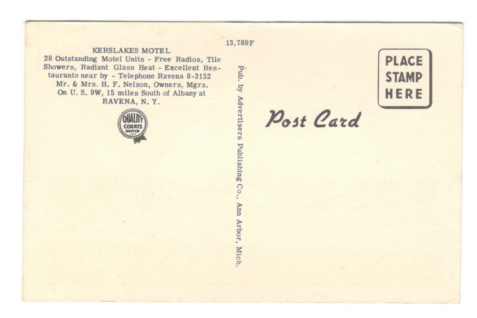 Kerslakes Motel Ravena New York Unused Vintage Postcard AF218 eBay