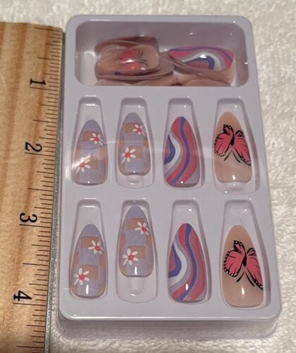 False Nails, Press on Nails 24Pcs Set, Almond Shaped, Full Well Tips NEW in box - Picture 3 of 4