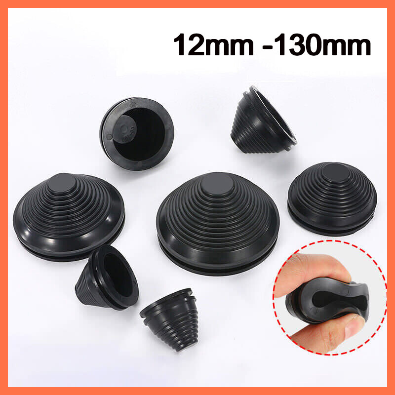 12 Mm Grommet Black Rubber Blanking Grommets &amp; Plugs - 8mm To 130mm Hole Size, Round Closed End Rubber Hole Grommet