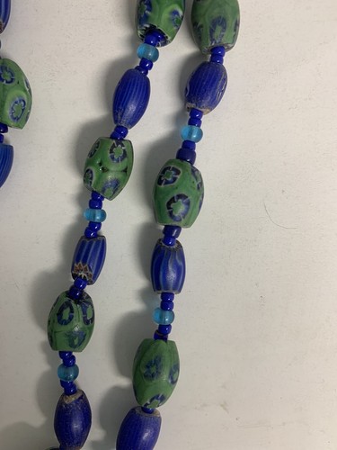 Veneciano Millefiori Murano Ovalado Azul Cebolla Piel Sandía Chevron Cuentas - Imagen 6 de 12