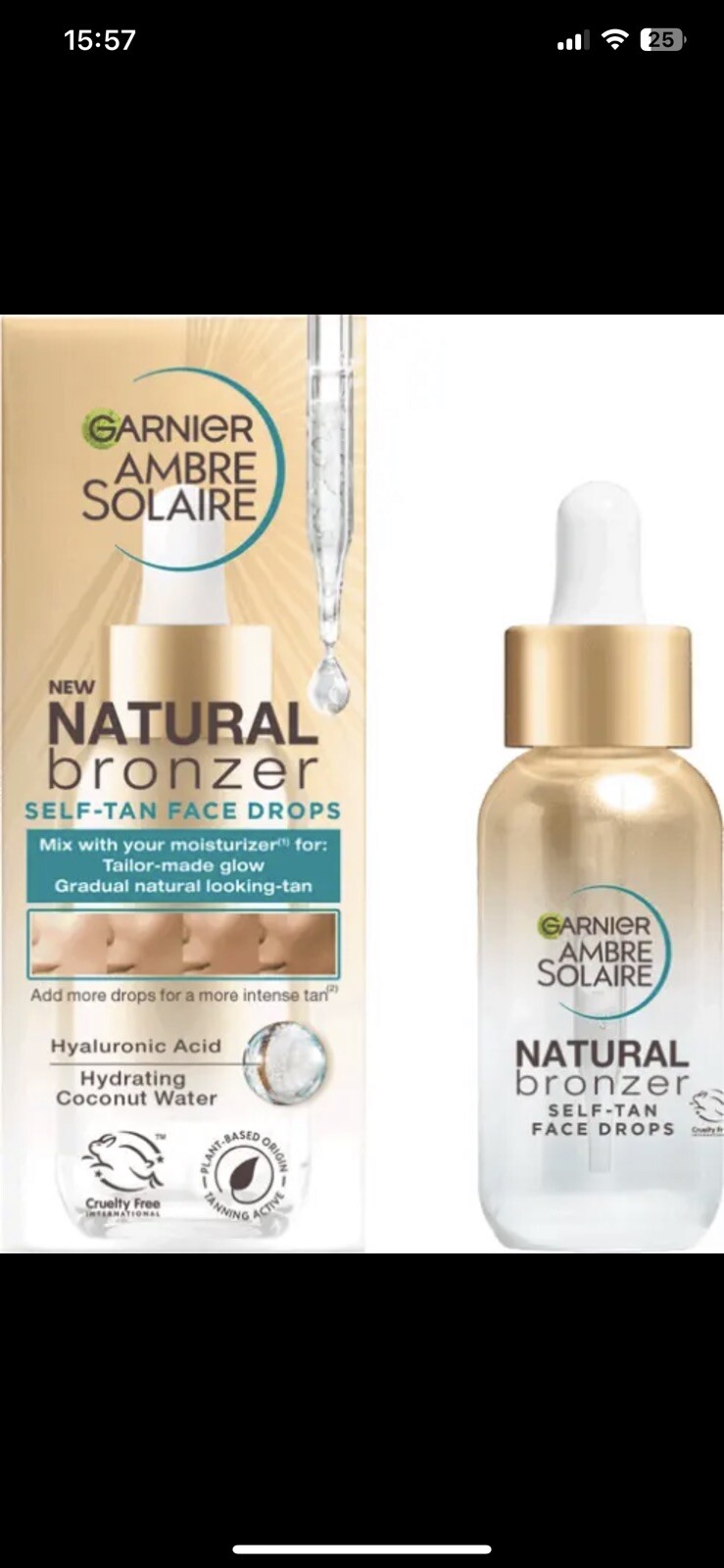 GARNIER Ambre Solaire Natural Bronzer Self Fake Tan Face Drops NEW in