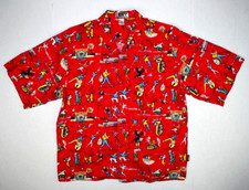 Camisa Informal Vintage HEET Talla L Años 80 Arte Pop Happy Campers Todo Estampado Retro Años 50