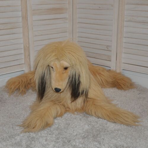 VTG Aux Nations Afghan Hound Dog Lying Down 34" Long Hair Stuffed Tan Plush - Picture 1 of 15