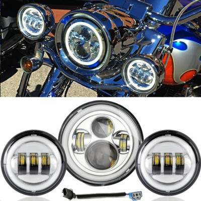 7'' LED Headlight+ 4.5 Passing Lights For Harley Davidso Electra Glide Road King