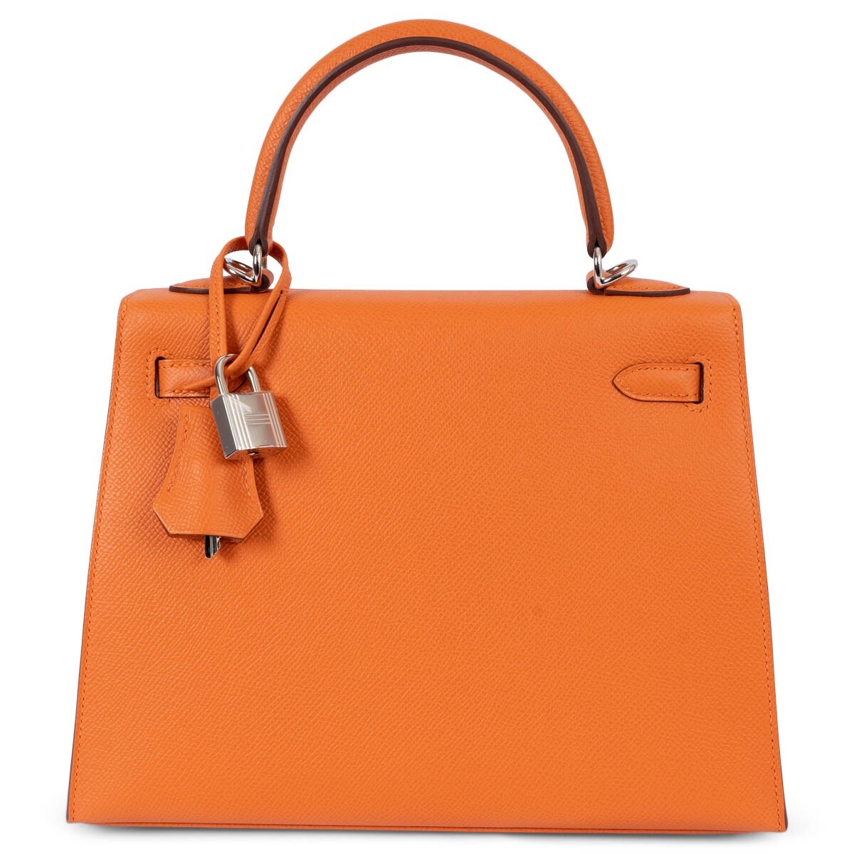 69651 auth HERMES orange Epsom leather KELLY 25 SELLIER Bag PHW | eBay