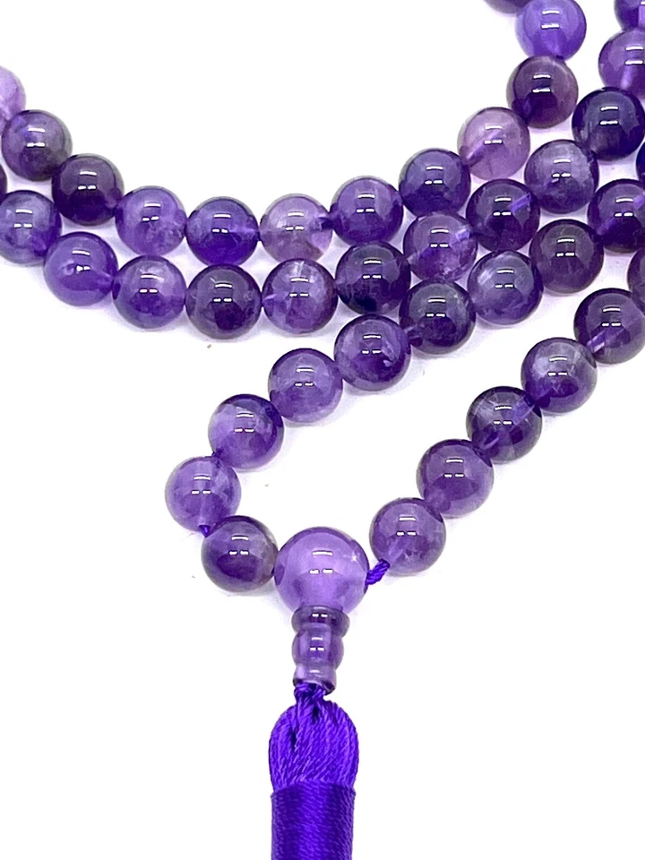 Colar de contas de ametista Mala - 6mm 108 contas de oração budistas - Imagem 2 de 4