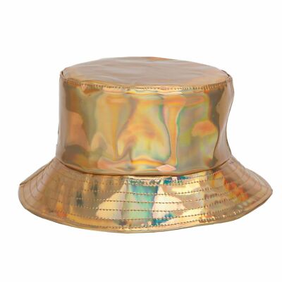 GLÄNZENDER HOLOGRAFISCHER NEON BUCKET-HUT EINHORN RAVE FESTIVAL SONNE REGENBOGEN PARTY HÜTE