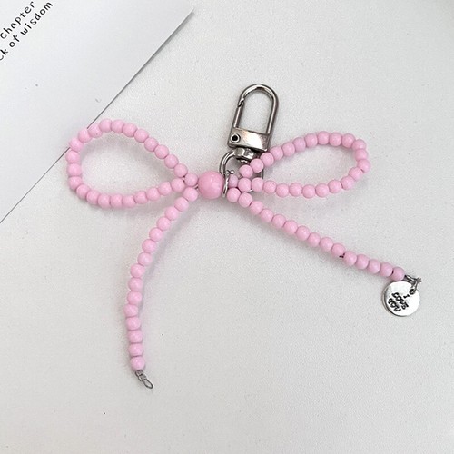 Bowknot Pearl Keychain Beaded Chain Phone Pendant Headphone Case Charm Bag Decor - Zdjęcie 12 z 15