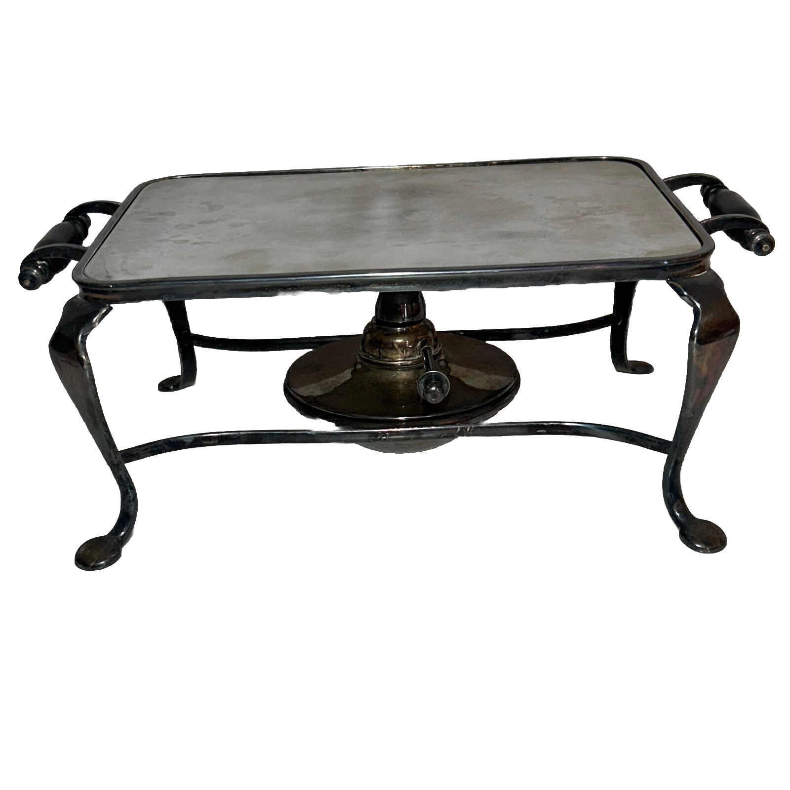 ANTIQUE ENGLISH SILVER PLATED FOOD WARMER CHAFING DISH BARKER BROS OIL BURNER-image