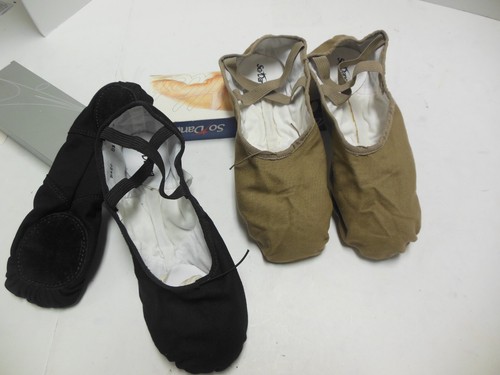 Men's Canvas Split sole ballet shoes So Danca BA-26 Leather patch sole Tan BLACK - 第 1/7 張圖片