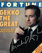 Michael Douglas Signed Auto Wall Street Fortune Replica Magazine Prop Photo BAS